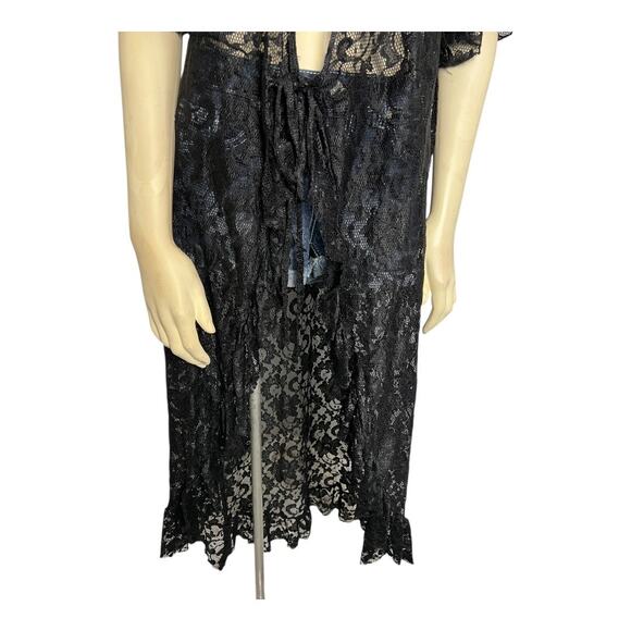 Black Whimsygoth Duster Kimono Lace Vamp Vampire Goth Romantic Tragic - Picture 4 of 7